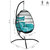 Sunnydaze Resin Wicker Hanging Egg Chair with Steel Stand/Cushion - Teal