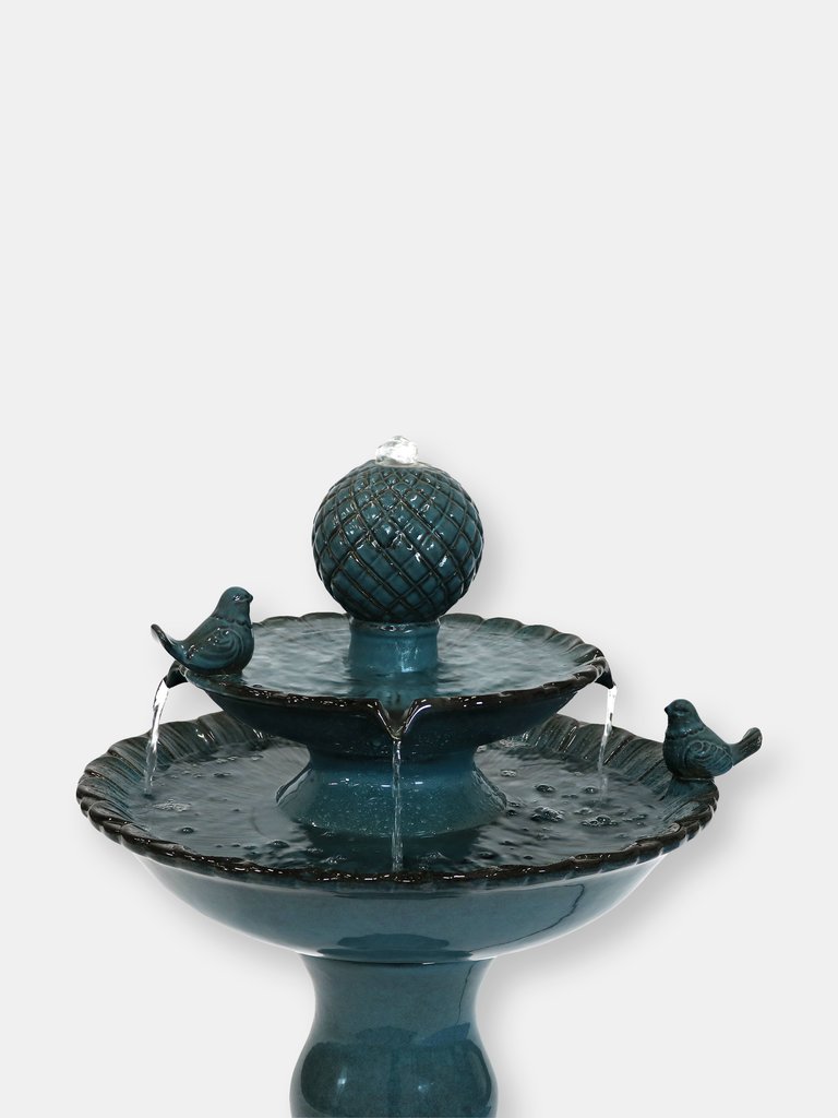 Sunnydaze Resting Birds Ceramic Outdoor 2-Tier Water Fountain