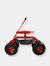 Sunnydaze Rolling Garden Cart w/ Extendable Steering Handle Seat & Basket - Red