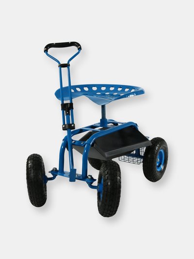 Sunnydaze Decor Sunnydaze Rolling Garden Cart w/ Extendable Steering Handle Seat & Basket product
