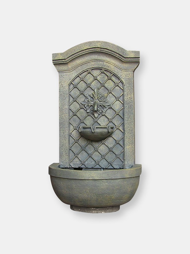 Sunnydaze Rosette Leaf Electric Outdoor Wall Water Fountain 31" Lead Finish - Light Grey