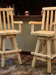 Sunnydaze Rustic Bar Stool - Log Cabin Style - Unfinished Wood Construction - 4'