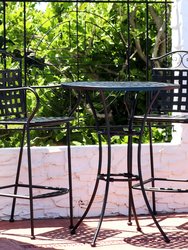 Sunnydaze Scrolling Wrought Iron Patio Bar-Height Table and Chairs - Black