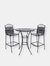 Sunnydaze Scrolling Wrought Iron Patio Bar-Height Table and Chairs - Black - Black