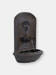 Sunnydaze Seaside Solar-Only Outdoor Wall Water Fountain - 27" - Iron Finish - Bronze