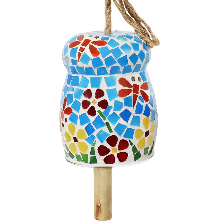 Sunnydaze Spring Flowers Mosaic Glass Wind Bell Chime - 7 in - Multi