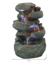 Sunnydaze Stacked Rocks Polyresin Indoor Water Fountain with LED - 10.5 in