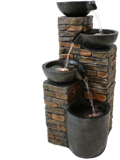 Sunnydaze Decor Sunnydaze Staggered Bowls Tiered Water Fountain with LED Lights - 34 in product