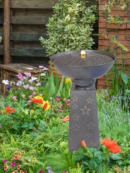 Sunnydaze Starry Sky Galvanized Iron Outdoor Fountain With LED Lights - 31.25"