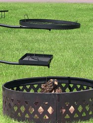 Sunnydaze Steel Fire Pit Cooking Grill Swivel Set with Stand/Ground Stake