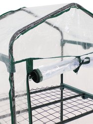 Sunnydaze Steel PVC Cover Mini Greenhouse with 3 Shelves/Zipper - Clear