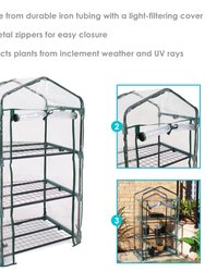 Sunnydaze Steel PVC Cover Mini Greenhouse with 3 Shelves/Zipper - Clear