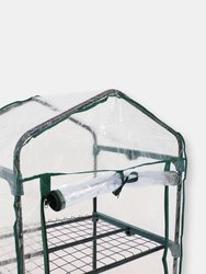 Sunnydaze Steel PVC Cover Mini Greenhouse with 3 Shelves/Zipper - Clear