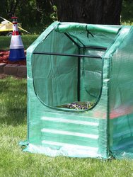 Sunnydaze Steel Raised Garden Bed and Greenhouse Kit - Green - 2' x 2'
