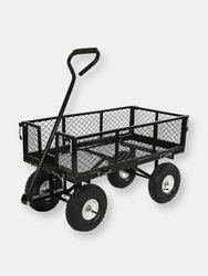 Sunnydaze Steel Utility Cart w/ Removable Folding Sides Red - 400-Pound Capacity - Black