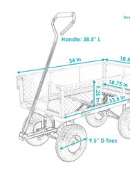 Sunnydaze Steel Utility Cart w/ Removable Folding Sides Red - 400-Pound Capacity