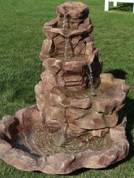 Sunnydaze Stone Springs Outdoor Water Fountain Patio Water Feature w/ LED