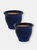 Sunnydaze Studio Glazed Ceramic Planter - Set of 2 - 11-Inch - Dark Blue