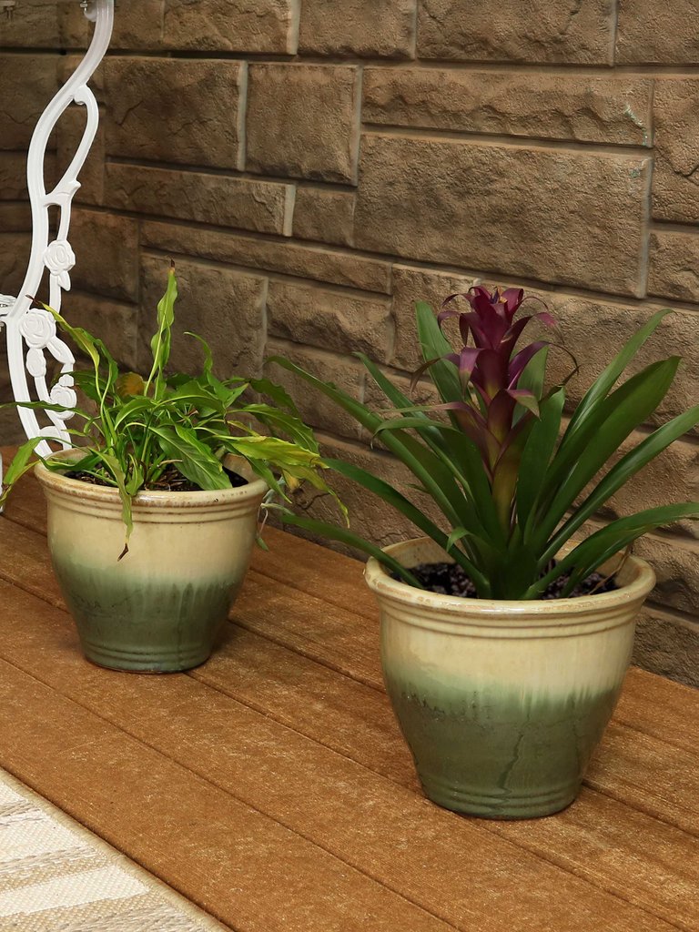 Sunnydaze Studio Glazed Ceramic Planter - Set of 2 - 11-Inch
