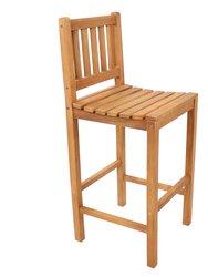 Sunnydaze Teak Wood Outdoor Bar-Height Chair - 43" H - Brown