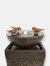 Sunnydaze Three Bathing Bird Birdbath Water Fountain with LED Light - 25 in