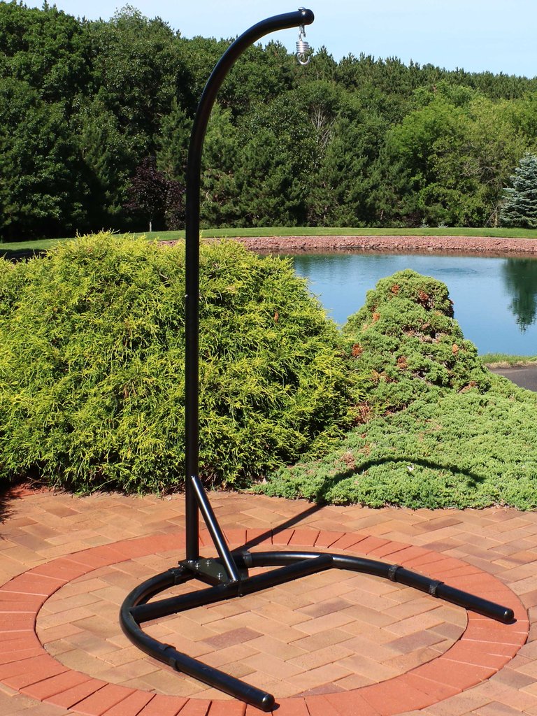 Sunnydaze U-Base Powder-Coated Steel Hanging Chair Stand - Black - 76 in