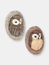 Sunnydaze Winifred and Wesley the Owls Resin Tree Hugger Decorations - 9 in - Brown