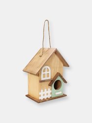 Sunnydaze Wooden Country Cottage Hanging Birdhouse - 9.25 in - Rustic - Light Brown