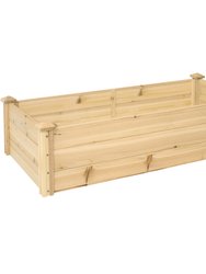 Sunnydaze Wooden Fir Square Raised Garden Bed - 24 x 48.25 in - Natural - Light Brown