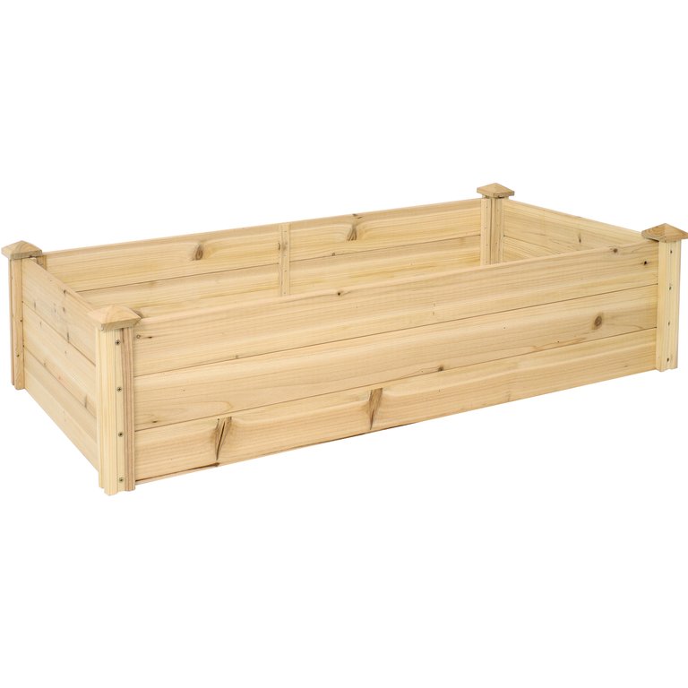 Sunnydaze Wooden Fir Square Raised Garden Bed - 24 x 48.25 in - Natural - Light Brown