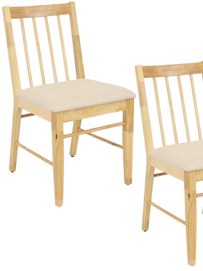 Sunnydaze Decor Sunnydaze Wooden Slat-Back Dining Chairs with Cushions - Natural - Set of 2 product