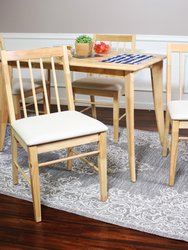 Sunnydaze Wooden Slat-Back Dining Chairs with Cushions - Natural - Set of 2