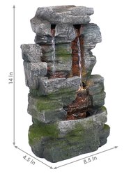 Tabletop Indoor Water Fountain Led Light 14" Towering Cave Waterfall Table Décor