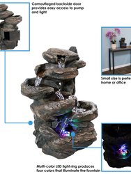 Tabletop Indoor Water Fountain Led Lights 13" Staggered Rock Falls Table Decor