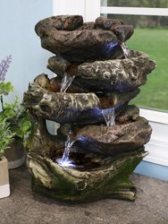 Tabletop Indoor Water Fountain Led Lights 14" 5-Step Rock Falls Waterfall Decor