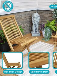 Teak Outdoor Folding Patio Chair with Slat Back Outdoor Garden Porch Furniture