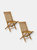 Teak Outdoor Folding Patio Chair with Slat Back Outdoor Garden Porch Furniture - Light brown