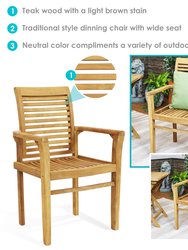 Teak Outdoor Patio Dining Armchair - Traditional Slat Style