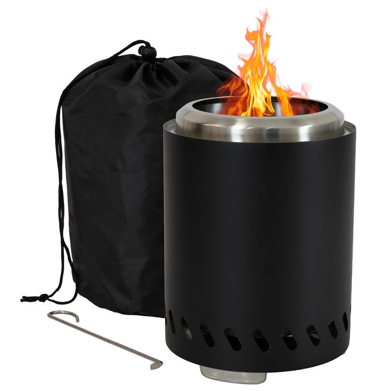 Triple Burn Stainless Steel Smokeless Fire Pit - Black