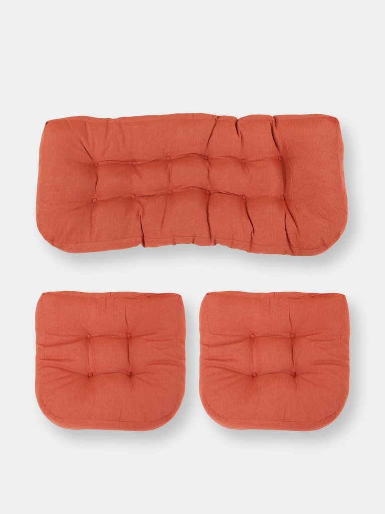 U-Shaped Olefin Tufted Setee Cushion Set Outdoor Patio Accessory - Orange