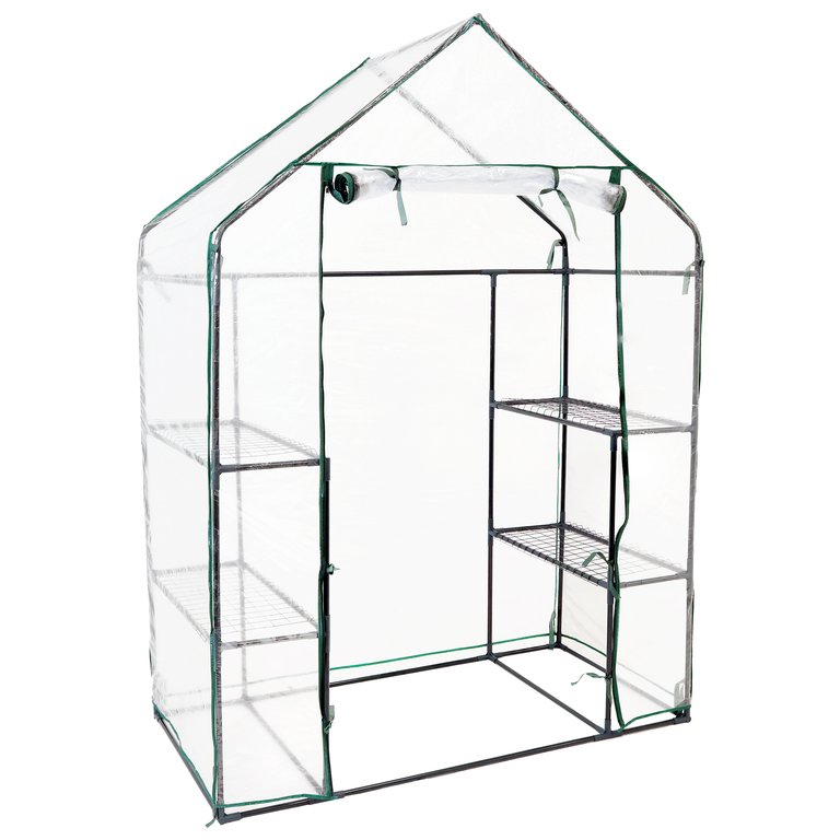 Walk-In Greenhouse 4 Shelves Outdoor Portable Garden Plant Clear Growing Rack