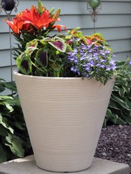 Walter Round Flowerpot Double Wall Polyresin Garden Planter 16" Beige