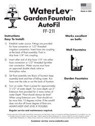 Water Lev Auto Fill System For Outdoor Fountains