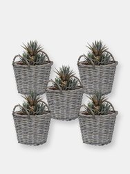 Wicker Rattan Basket Planters with Handles and Plastic Lining