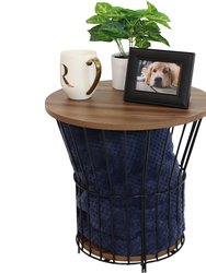 Wire Pedestal End Table With MDF Pull-Open Tabletop