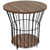 Wire Pedestal End Table With MDF Pull-Open Tabletop - Brown