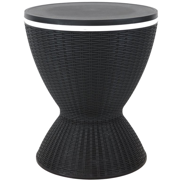 Wood-Look Adjustable-Height Patio Cooler/Side Table/Coffee Table - Dark Grey