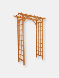 Wooden Garden Arbor Trellis Arch for Plants - Outdoor Archway - 78" H - Brown