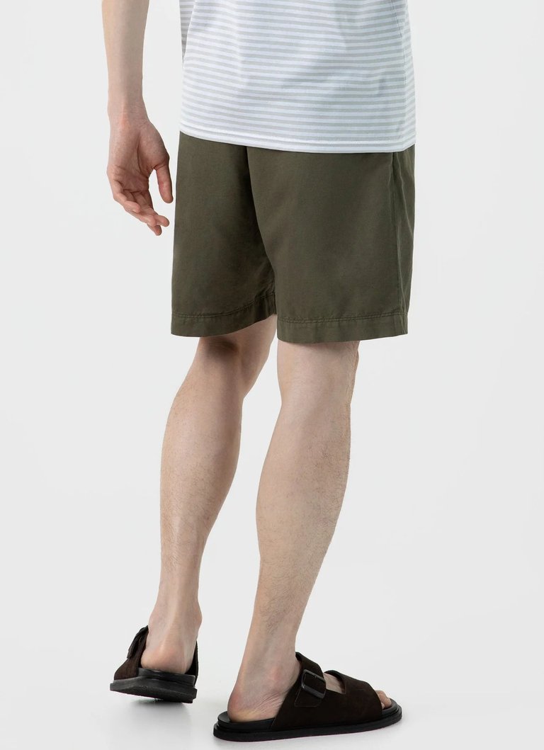 Cotton Linen Drawstring Short - Khaki