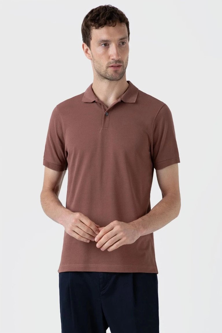 Pique Polo Shirt - Brown